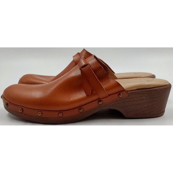 Time and Tru Womens Ladies Brown Comet Wooden Heel Mules Slip-on Shoes Sz 10 NEW - Picture 5 of 9